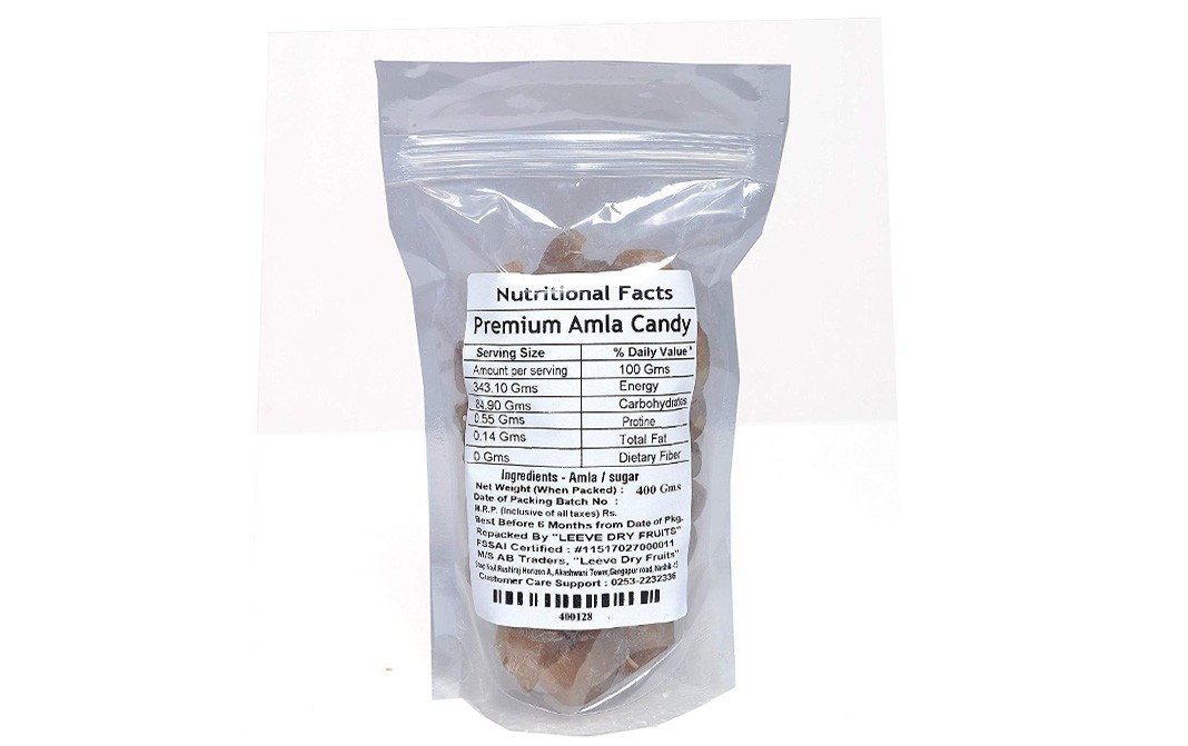 Leeve Dry fruits Premium Amla Candy    Pack  400 grams